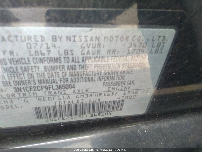 2015 NISSAN VERSA NOTE SV - 3N1CE2CP9FL365004
