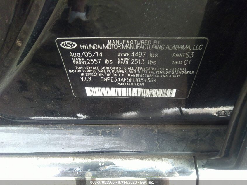2015 HYUNDAI SONATA 2.4L LIMITED - 5NPE34AF5FH054364