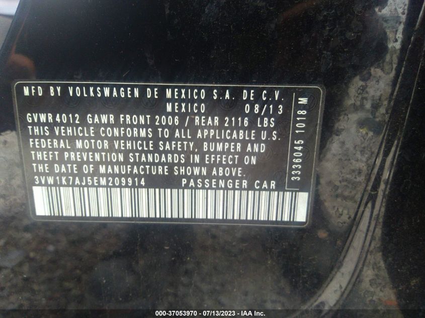 2014 VOLKSWAGEN JETTA SEDAN S - 3VW1K7AJ5EM209914