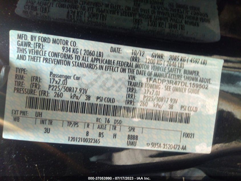 2013 FORD FOCUS ELECTRIC - 1FADP3R47DL159502