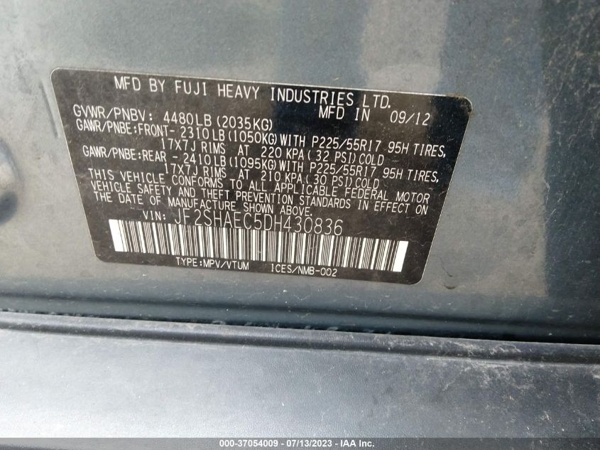 2013 SUBARU FORESTER 2.5X LIMITED - JF2SHAEC5DH430836