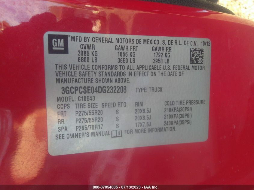 2013 CHEVROLET SILVERADO 1500 LT - 3GCPCSE04DG232208