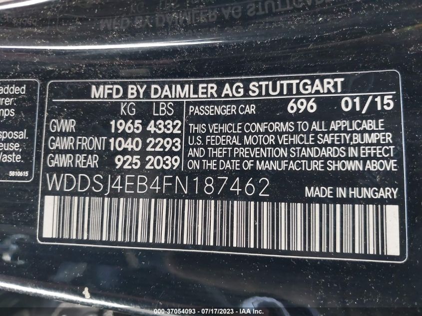 2015 MERCEDES-BENZ CLA-CLASS CLA 250 - WDDSJ4EB4FN187462
