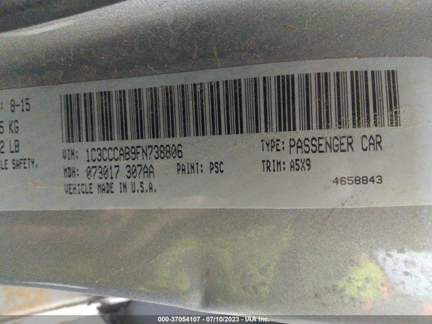 2015 CHRYSLER 200 LIMITED - 1C3CCCAB9FN738806