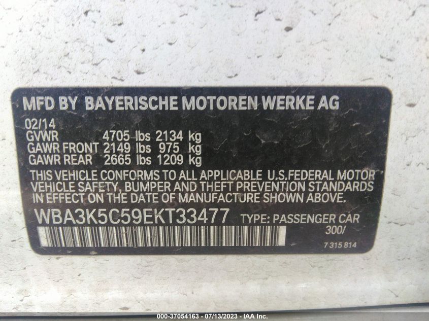 2014 BMW 3 SERIES 328D XDRIVE - WBA3K5C59EKT33477