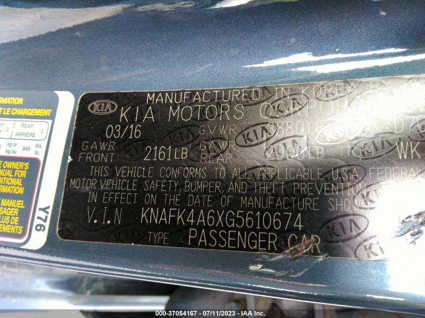 2016 KIA FORTE LX - KNAFK4A6XG5610674