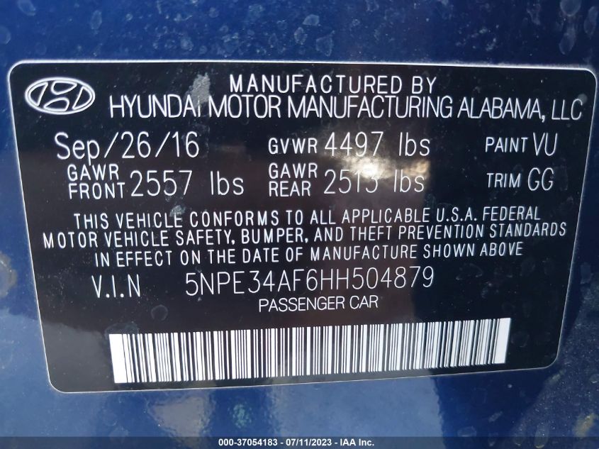 2017 HYUNDAI SONATA LIMITED - 5NPE34AF6HH504879