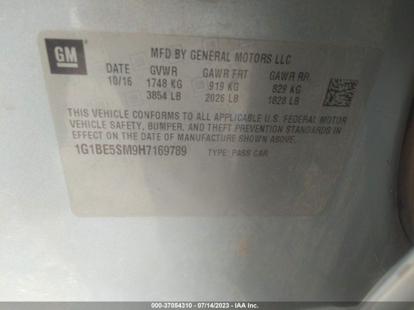 2017 CHEVROLET CRUZE LT - 1G1BE5SM9H7169789