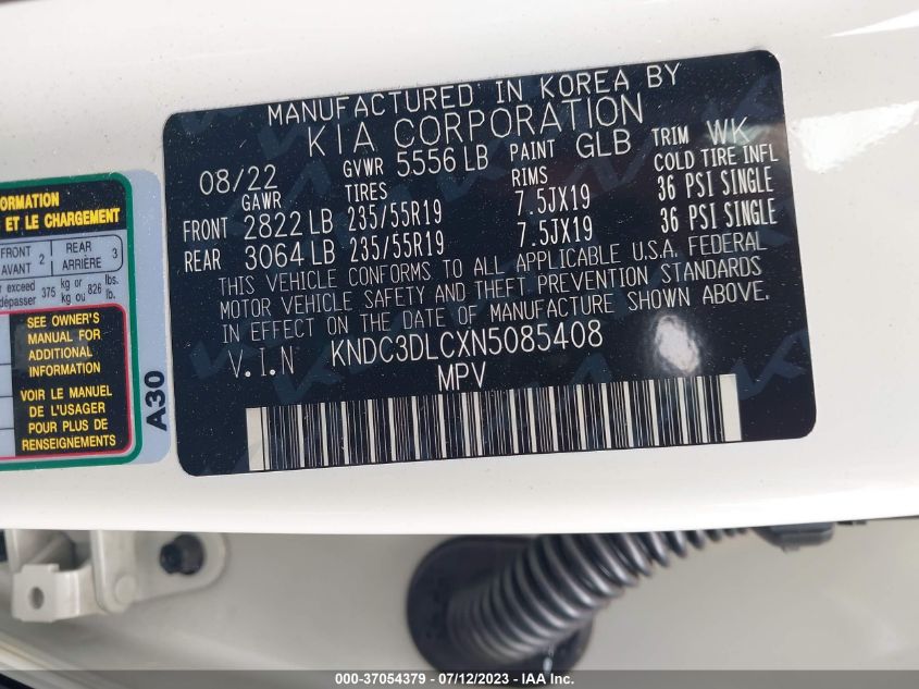 2022 KIA EV6 WIND KNDC3DLCXN5085408
