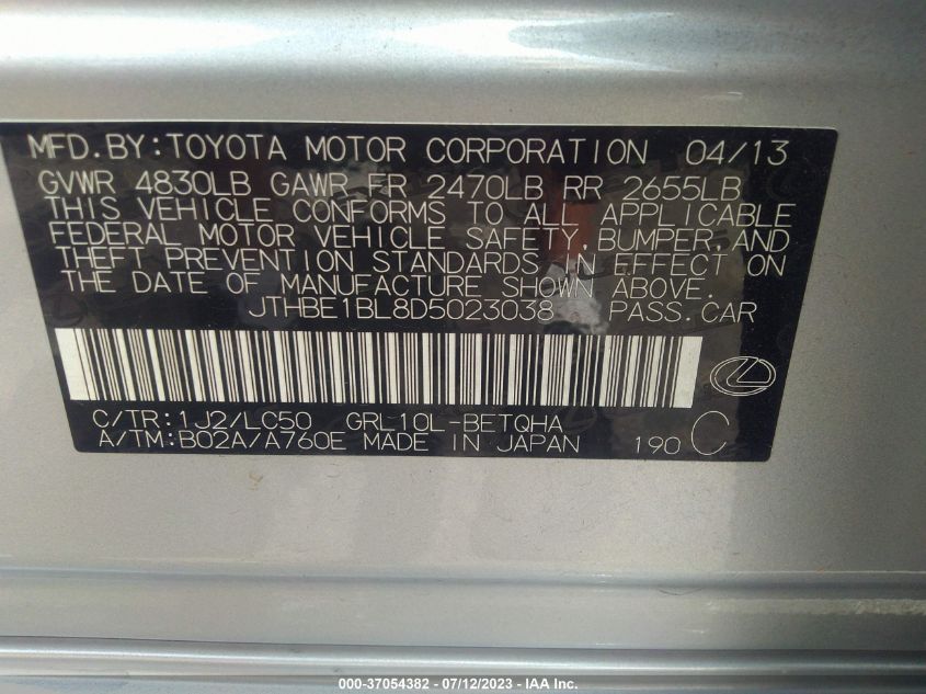 2013 LEXUS GS 350 - JTHBE1BL8D5023038