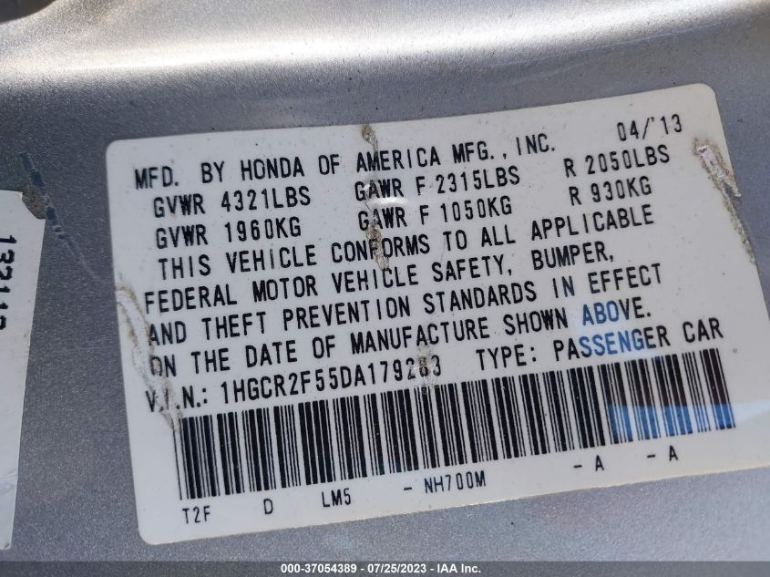 2013 HONDA ACCORD SDN SPORT - 1HGCR2F55DA179283