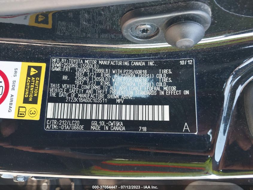 2013 LEXUS RX 350 - 2T2ZK1BA6DC103511
