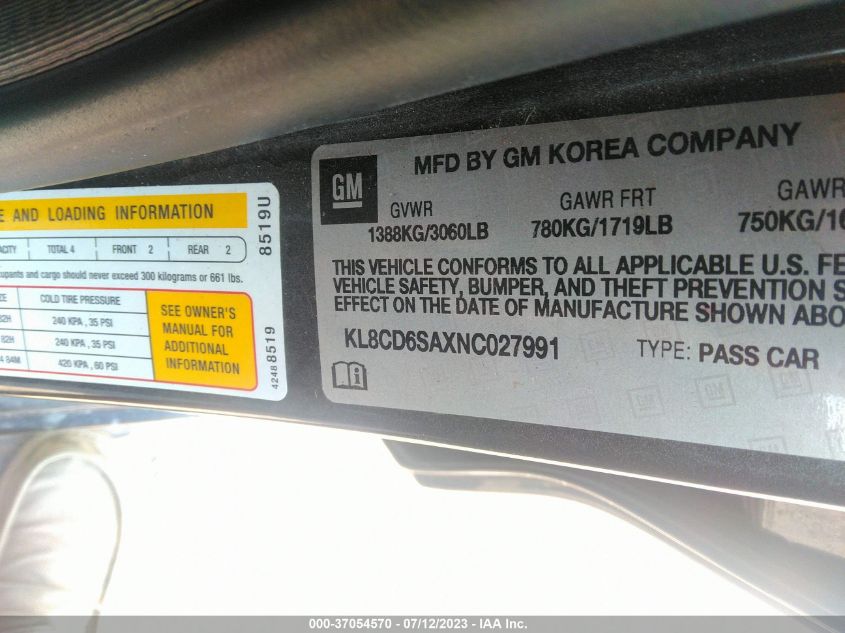 2022 CHEVROLET SPARK 1LT - KL8CD6SAXNC027991