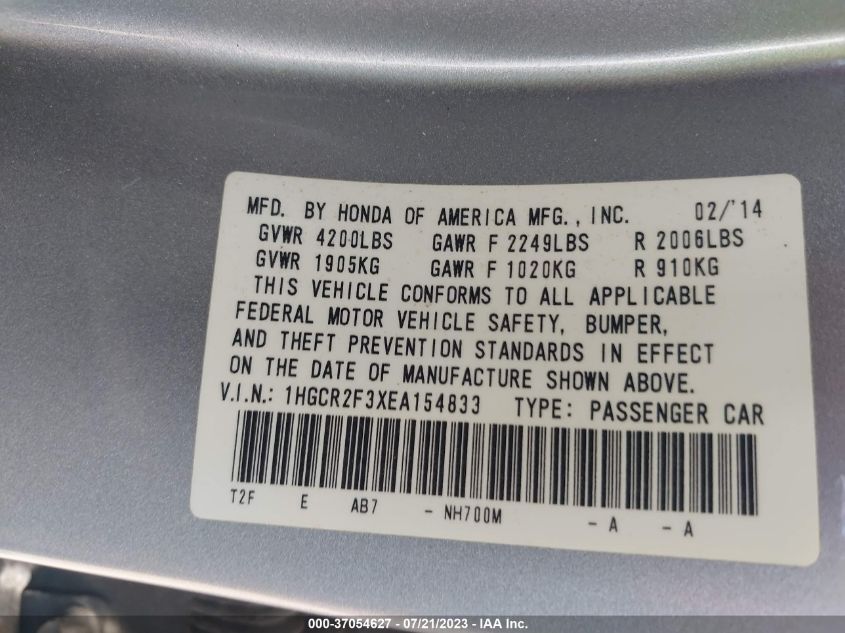 2014 HONDA ACCORD SEDAN LX - 1HGCR2F3XEA154833