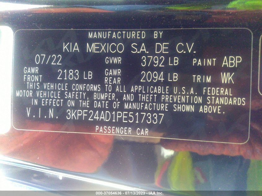 2023 KIA FORTE LXS - 3KPF24AD1PE517337