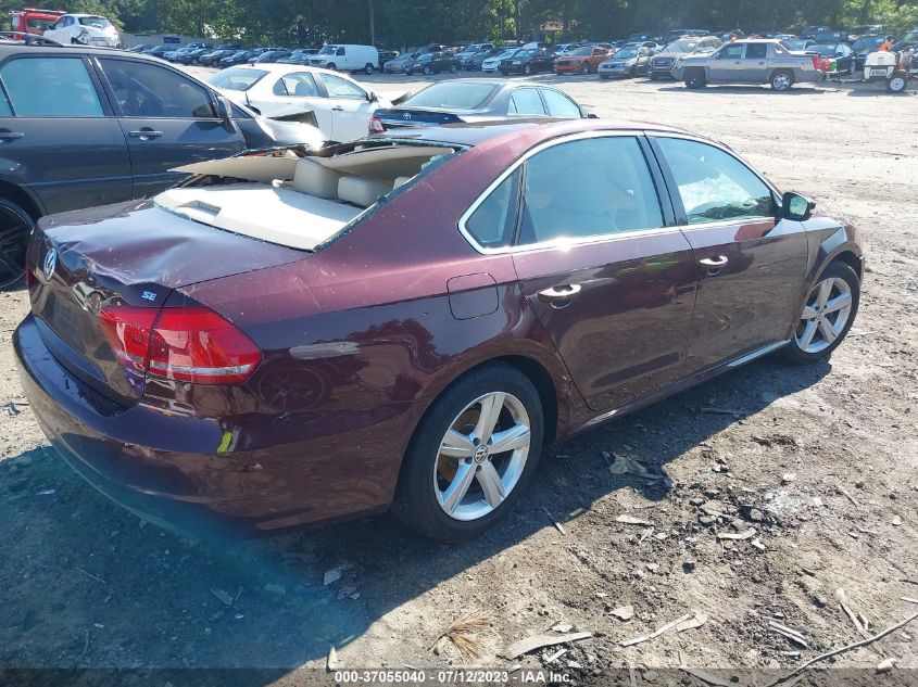 2013 VOLKSWAGEN PASSAT SE W/SUNROOF - 1VWBP7A36DC145650