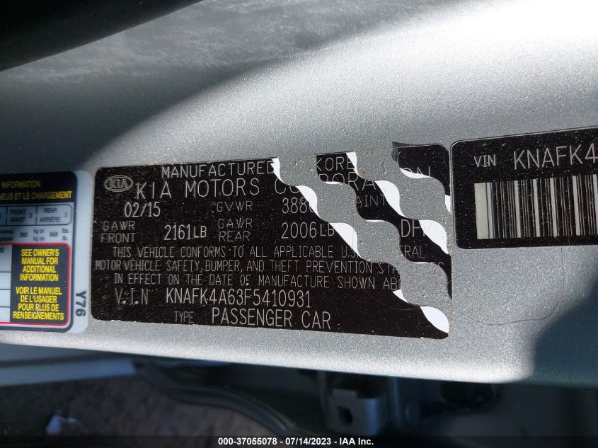 2015 KIA FORTE LX - KNAFK4A63F5410931