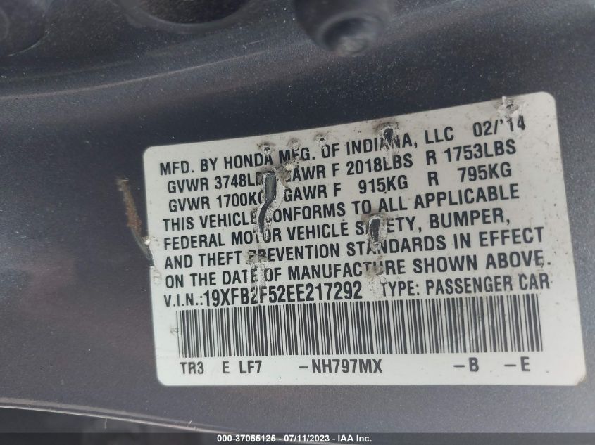 2014 HONDA CIVIC SEDAN LX - 19XFB2F52EE217292