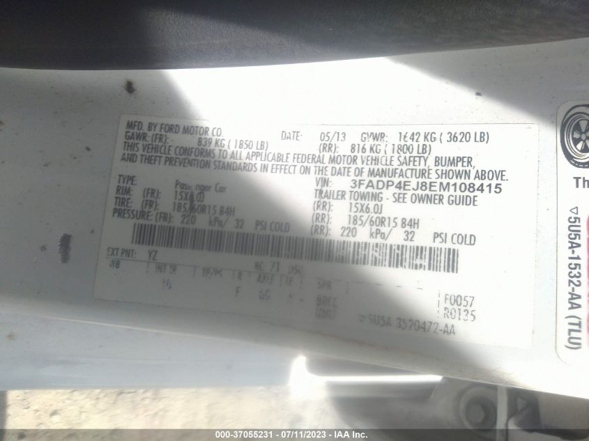 2014 FORD FIESTA SE - 3FADP4EJ8EM108415