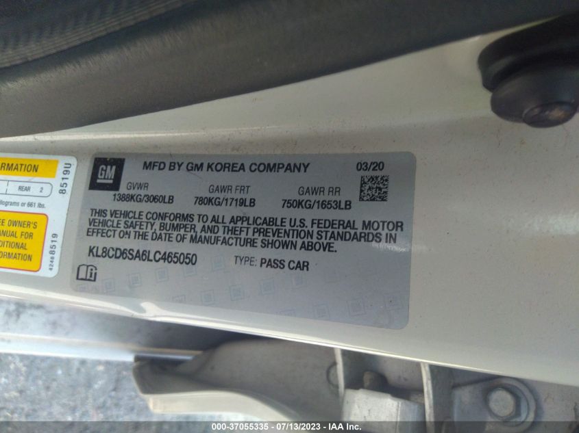 2020 CHEVROLET SPARK LT - KL8CD6SA6LC465050