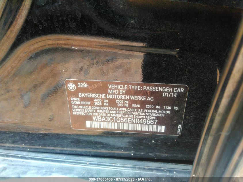 2014 BMW 3 SERIES 328I - WBA3C1G56ENR49667