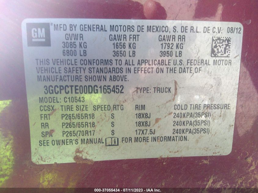 2013 CHEVROLET SILVERADO 1500 LTZ - 3GCPCTE00DG165452