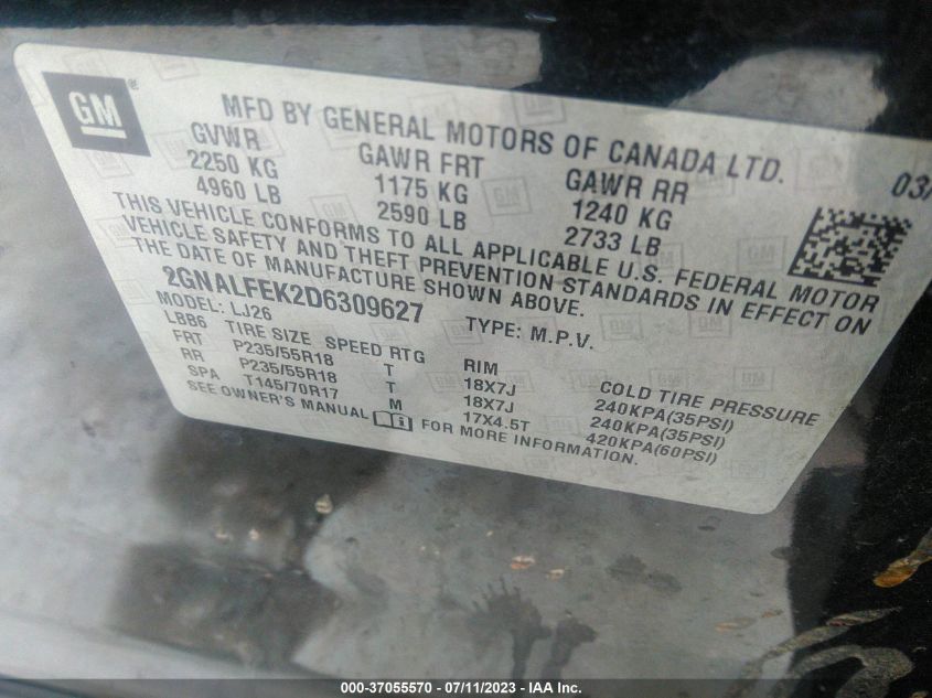 2013 CHEVROLET EQUINOX LTZ - 2GNALFEK2D6309627