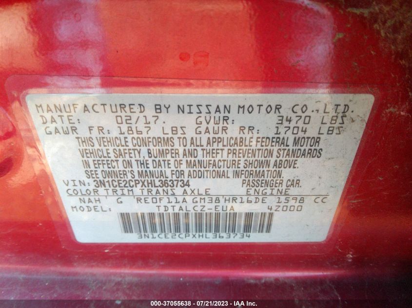 2017 NISSAN VERSA NOTE S PLUS - 3N1CE2CPXHL363734