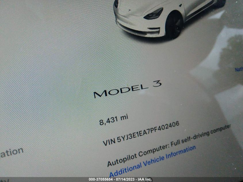 2023 TESLA MODEL 3 - 5YJ3E1EA7PF402406
