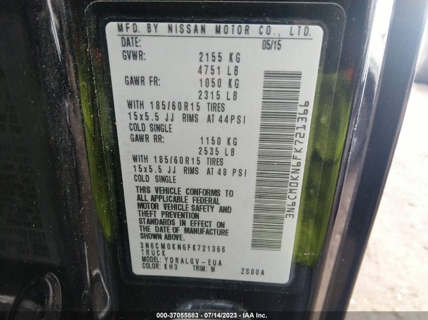 2015 NISSAN NV200 SV - 3N6CM0KN6FK721366