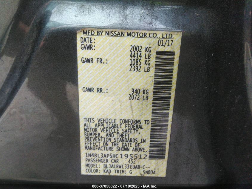 2017 NISSAN ALTIMA 3.5 SL - 1N4BL3AP5HC195512