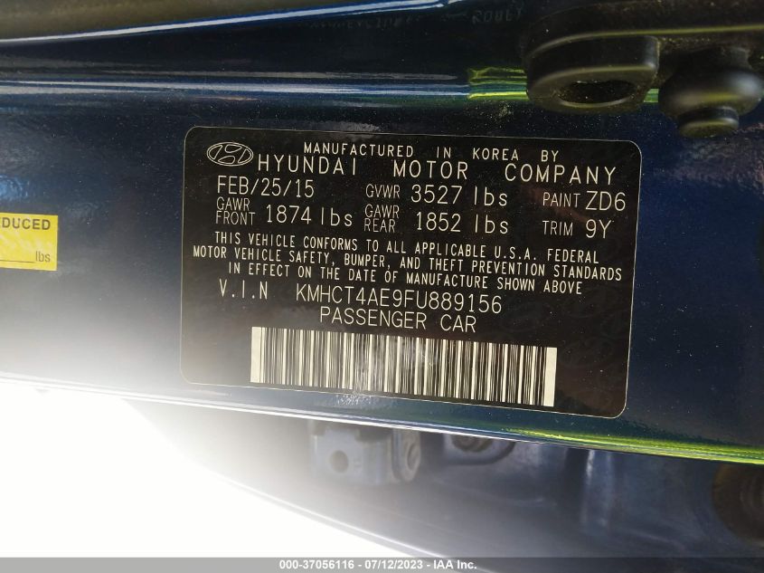 2015 HYUNDAI ACCENT GLS - KMHCT4AE9FU889156