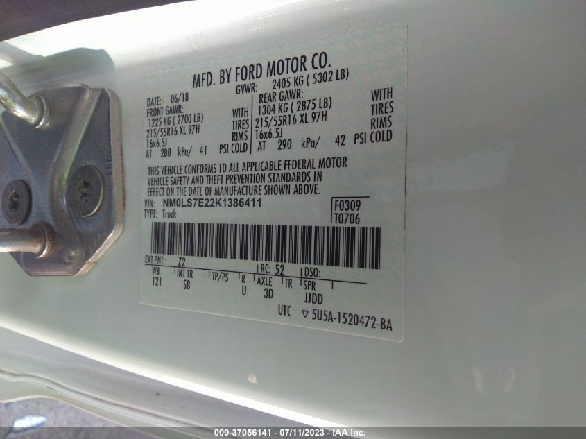 2019 FORD TRANSIT CONNECT VAN XL - NM0LS7E22K1386411