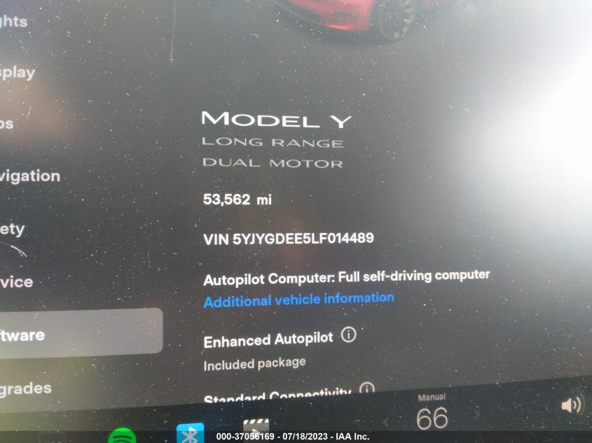 2020 TESLA MODEL Y LONG RANGE - 5YJYGDEE5LF014489