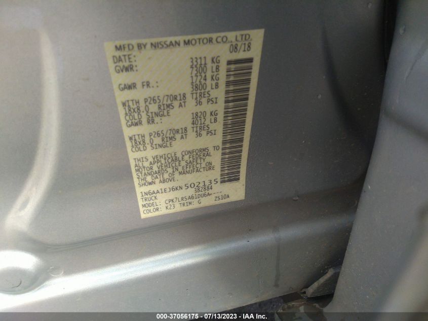 2019 NISSAN TITAN S - 1N6AA1EJ6KN502135