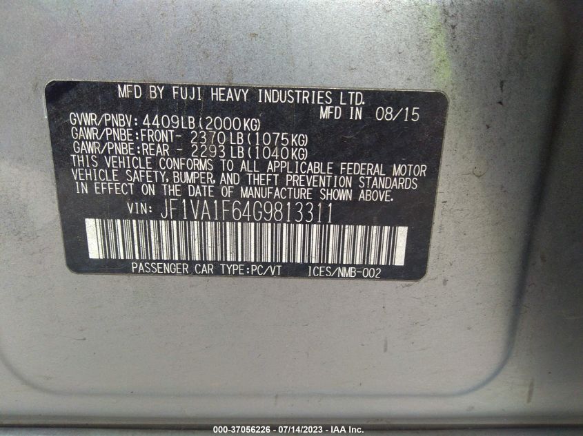 2016 SUBARU WRX PREMIUM - JF1VA1F64G9813311