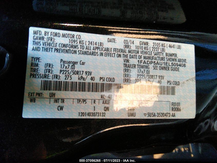 2014 FORD C-MAX HYBRID SE - 1FADP5AU1EL509408