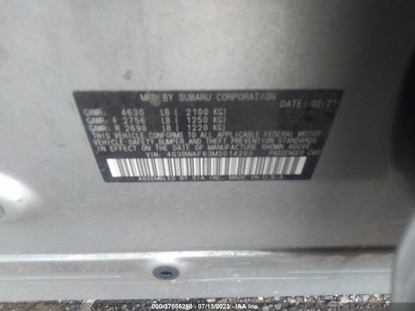 2021 SUBARU LEGACY PREMIUM - 4S3BWAF63M3014200