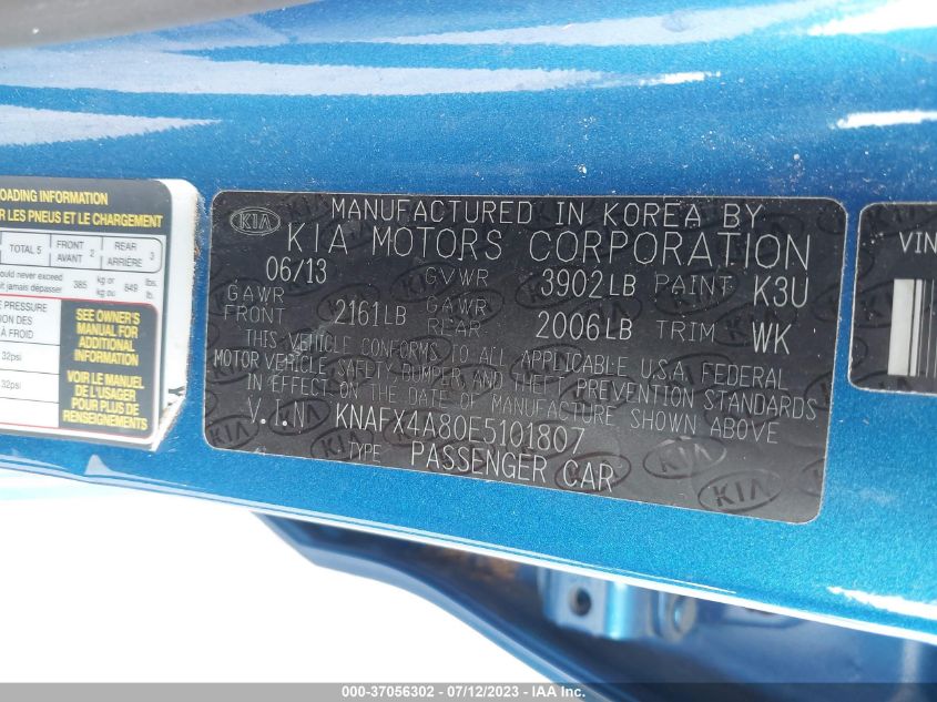 2014 KIA FORTE EX - KNAFX4A80E5101807