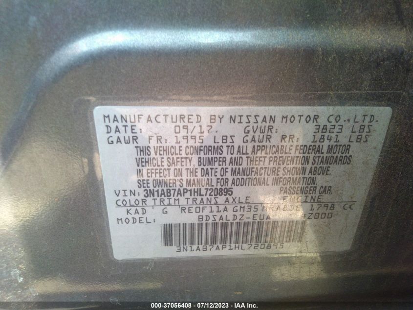 2017 NISSAN SENTRA S/SV/SR/SL - 3N1AB7AP1HL720895