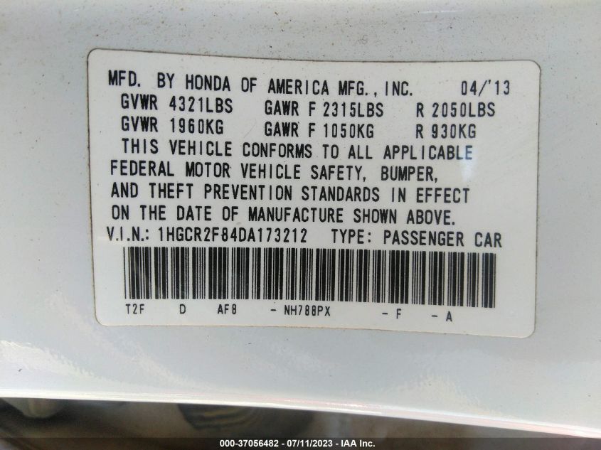 2013 HONDA ACCORD SDN EX-L - 1HGCR2F84DA173212