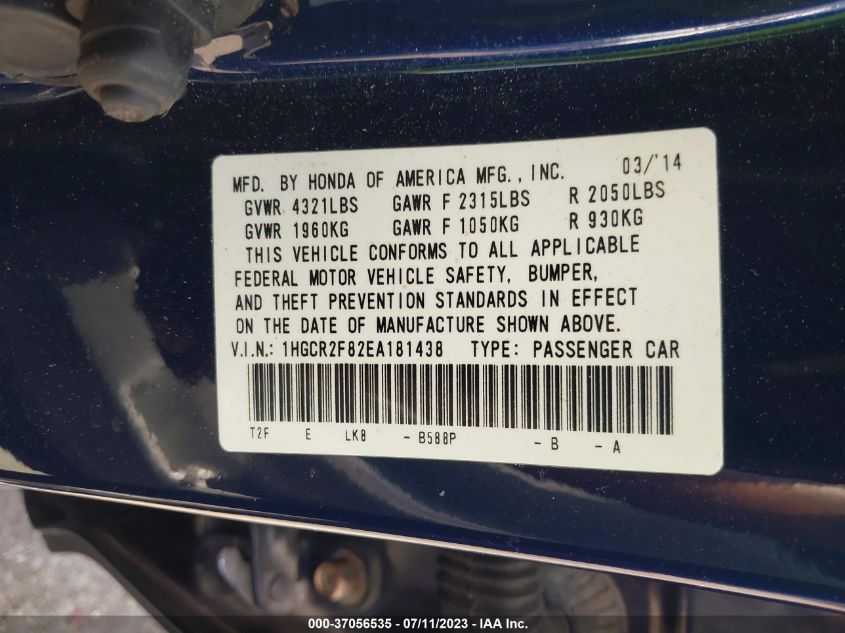 2014 HONDA ACCORD SEDAN EX-L - 1HGCR2F82EA181438