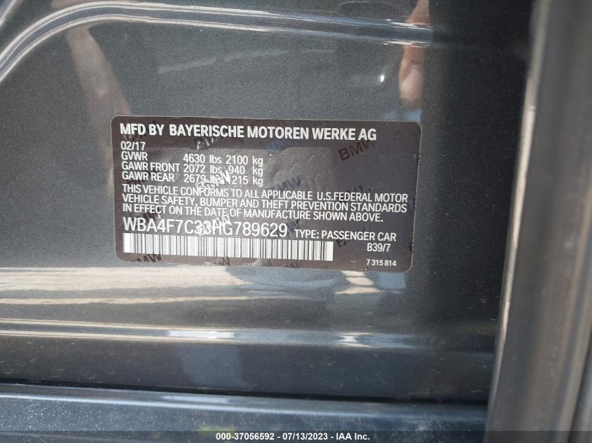 2017 BMW 4 SERIES 430I - WBA4F7C33HG789629