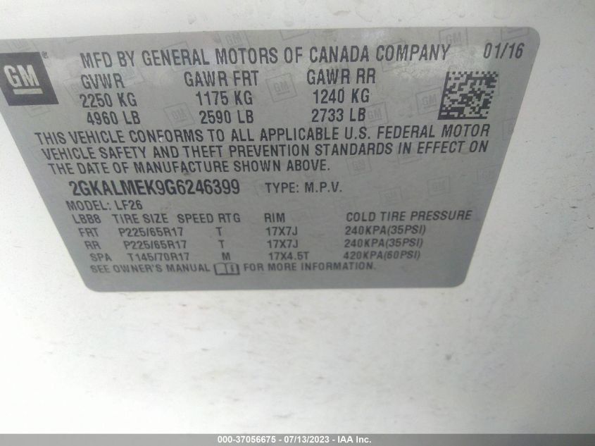 2016 GMC TERRAIN SLE - 2GKALMEK9G6246399