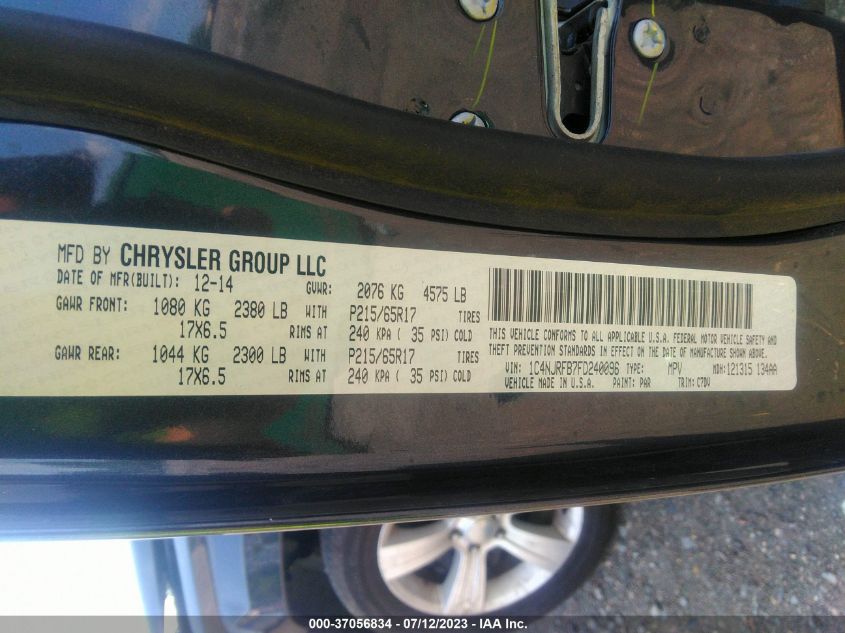 2015 JEEP PATRIOT LATITUDE - 1C4NJRFB7FD240096
