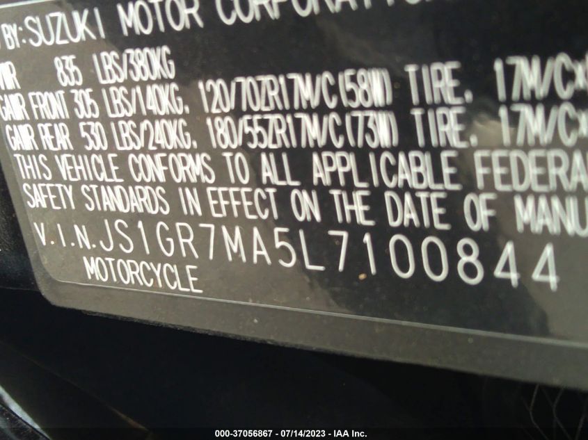 2020 SUZUKI GSX-R750 - JS1GR7MA5L7100844