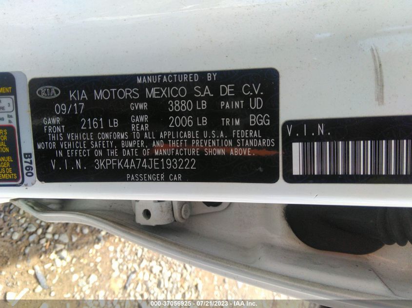 2018 KIA FORTE LX - 3KPFK4A74JE193222