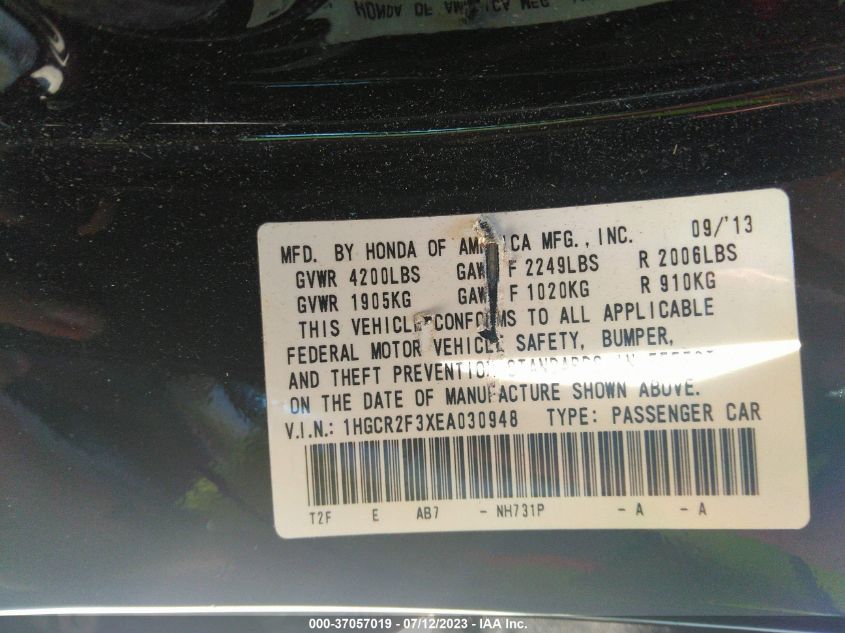 2014 HONDA ACCORD SEDAN LX - 1HGCR2F3XEA030948