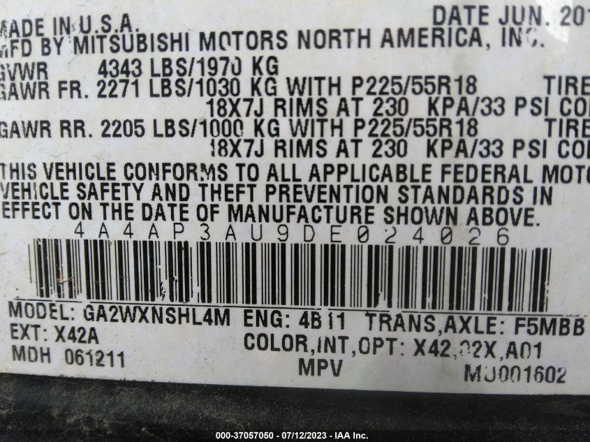 2013 MITSUBISHI OUTLANDER SPORT ES - 4A4AP3AU9DE024026