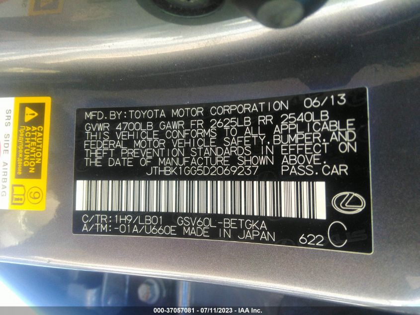 2013 LEXUS ES 350 4DR SDN - JTHBK1GG5D2069237